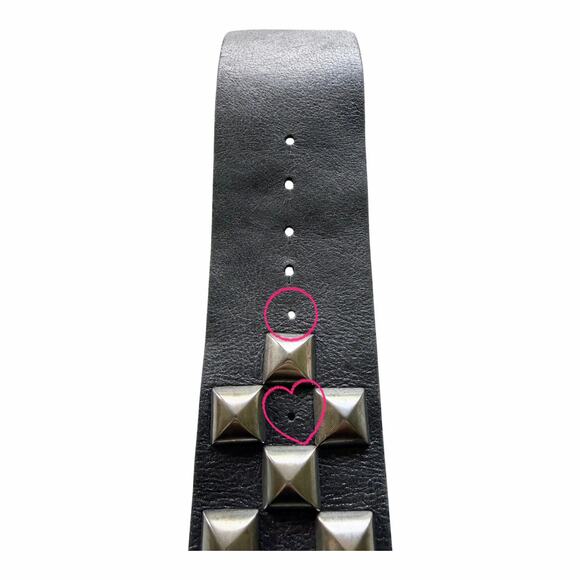 Streets Ahead Studded Pyramid Leather Roger Belt Black Silver Gray Medium main image 4
